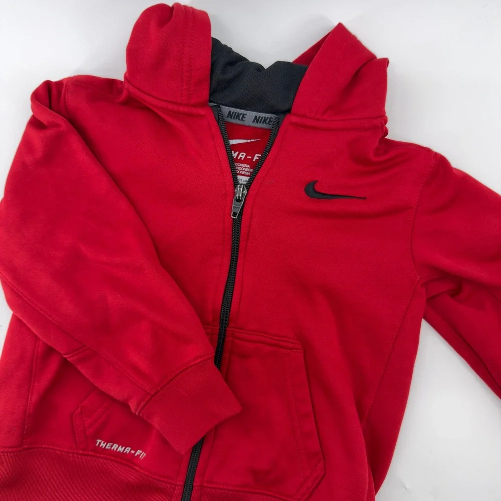 Nike‎ Kids Therma-FIT Full Zip Hoodie Red Fleece Sweatshirt 4T